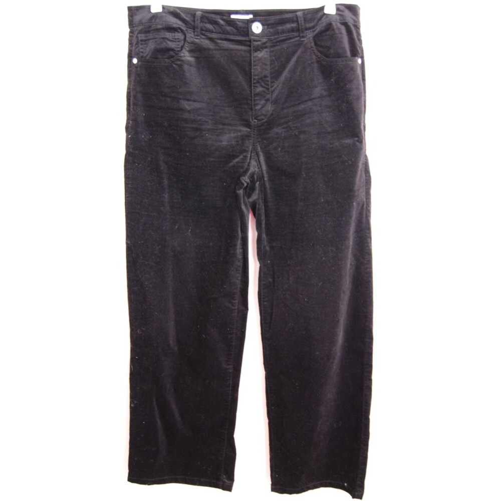 J Jill Velvet Jeans Size 14 Petite Black Stretch Mid Rise 5 Pocket Preppy